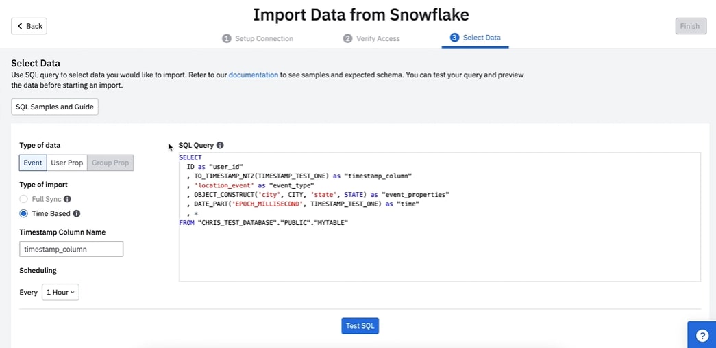 Import Data from Snowflake - Select Data: Snowflake to Amplitude | Hevo Data